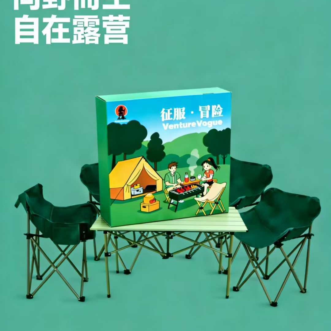 征服冒险户外折叠月亮椅五件套彩盒装保险公司银行活动随手礼批发