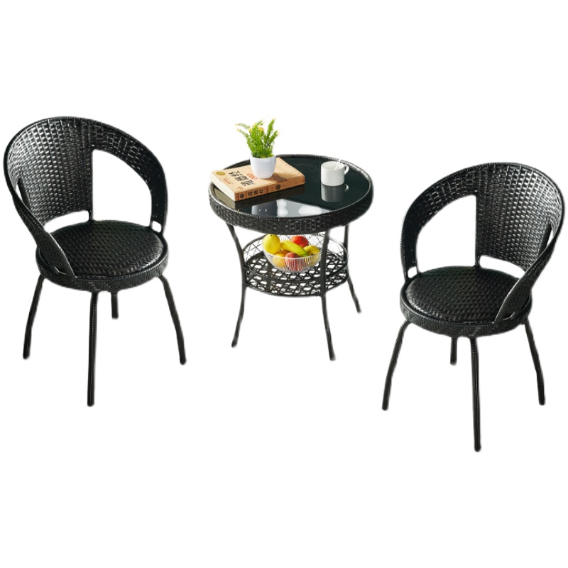 阳台小桌椅转椅可旋转藤椅三件套茶桌椅组合家用客厅电脑椅庭院凳