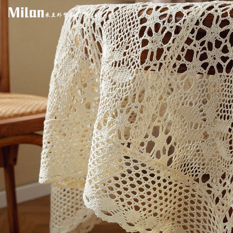 田园镂空棉线编织仿手工钩针餐桌布台布茶几蕾丝床头柜盖巾沙发巾,居家布艺,桌布,淘宝优惠券,粉丝福利购,淘宝优惠卷