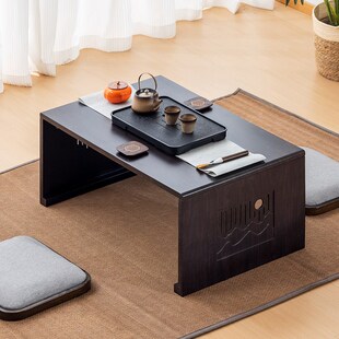 榻榻米茶几中式飘窗小桌子阳台地台禅意茶桌可折叠床上学习桌炕桌