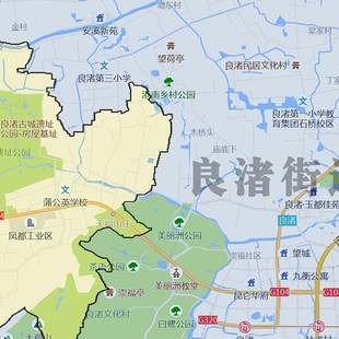 余杭区地图1.15m杭州市家用折叠高清办公室书房包邮装饰画墙贴