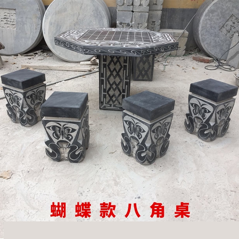 花岗岩大理石桌圆桌石凳子庭院花园家用户外公园长条椅靠背石板椅