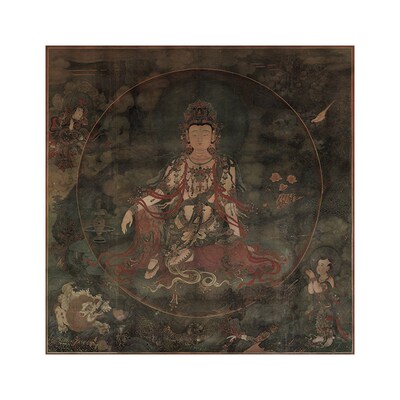 佛画 法海寺壁画 水月观音坐像仿古国画高清艺术微喷寺庙装饰画