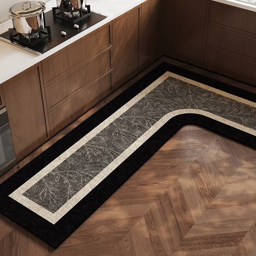 高端厨房地垫防滑防油可擦免洗耐脏专用防水吸水7字l型边地毯脚垫