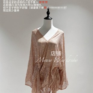 《纸醉金迷》高级名媛亮片收腰修身法式性感连衣裙性感气质罩衫裙