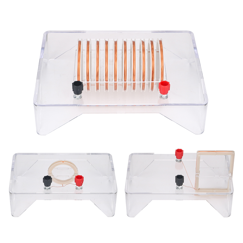 电流磁场演示器两件式方形环形线圈通电螺线管导线产生磁场可投影