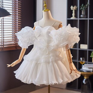 成人白色宴会轻礼服高级感在逃公主生日party高端吊带小个子短裙