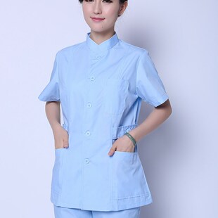 南丁格尔立领护士分体套装短袖医生小褂男女足疗养老院护工工作服