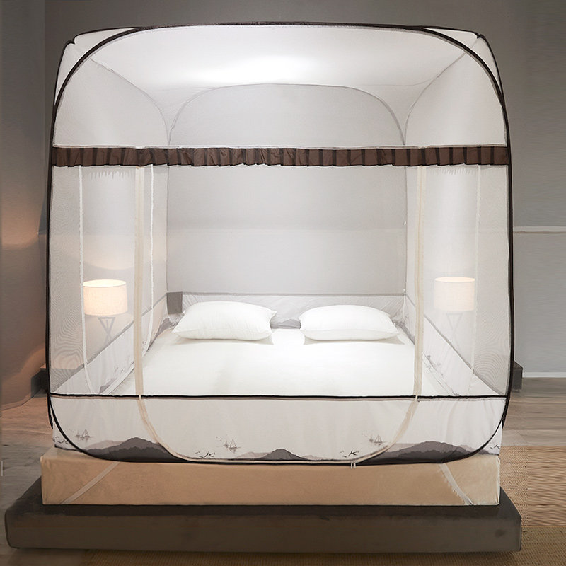 免安装蒙古包蚊帐家用2021年新款夏天折叠拉链加密防摔无底三开门