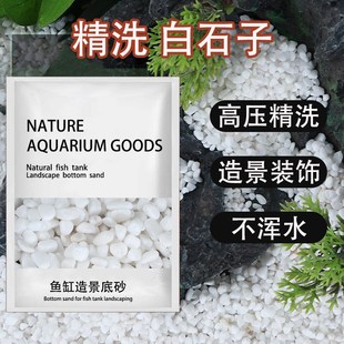 鱼缸底砂白石子免洗小白石子鹅卵石雨花石造景装饰底沙白色石头子