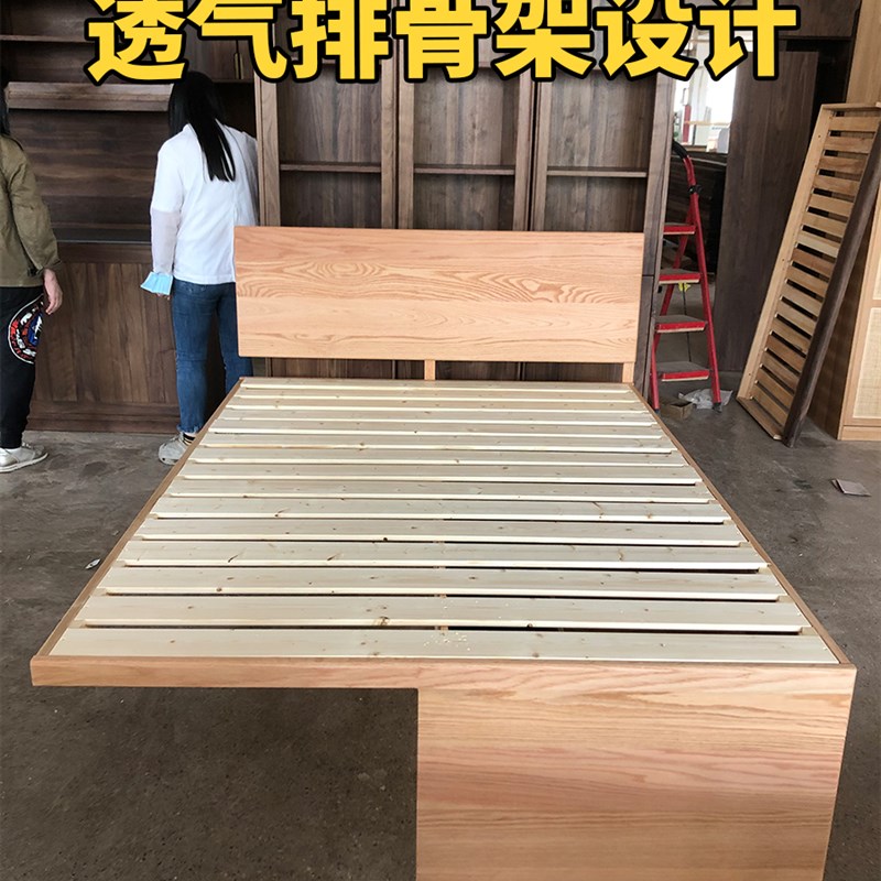 作点家具定制飘窗拼接床欧式简约实木榻榻米落地床架带储物箱体床