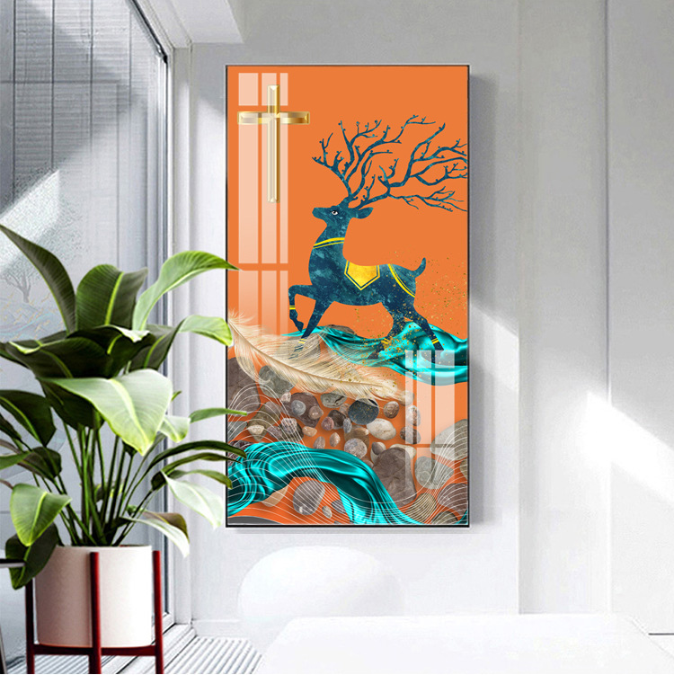 十字架玄关挂画晶瓷画玻璃装饰画铝合金框画金属框晶瓷画图片
