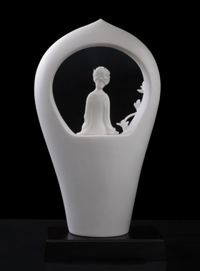 一滴清纯陶瓷家居仕女古典风德化白瓷家居办公室软装饰摆件苏玉湖