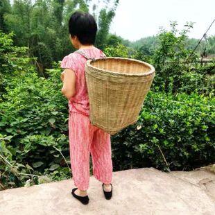 竹编竹背篓纯手工成人家用四川竹子背篼买菜竹筐背筐采茶舞蹈传统
