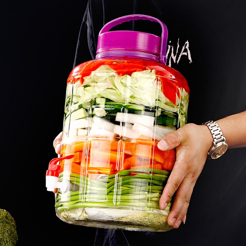 居家家泡酒玻璃瓶泡菜坛子密封玻璃瓶厨房玻璃酿酒罐方格泡酒瓶