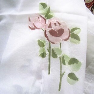 美式 清新粉色花朵成品窗帘纱帘隔断帘穿杆帘