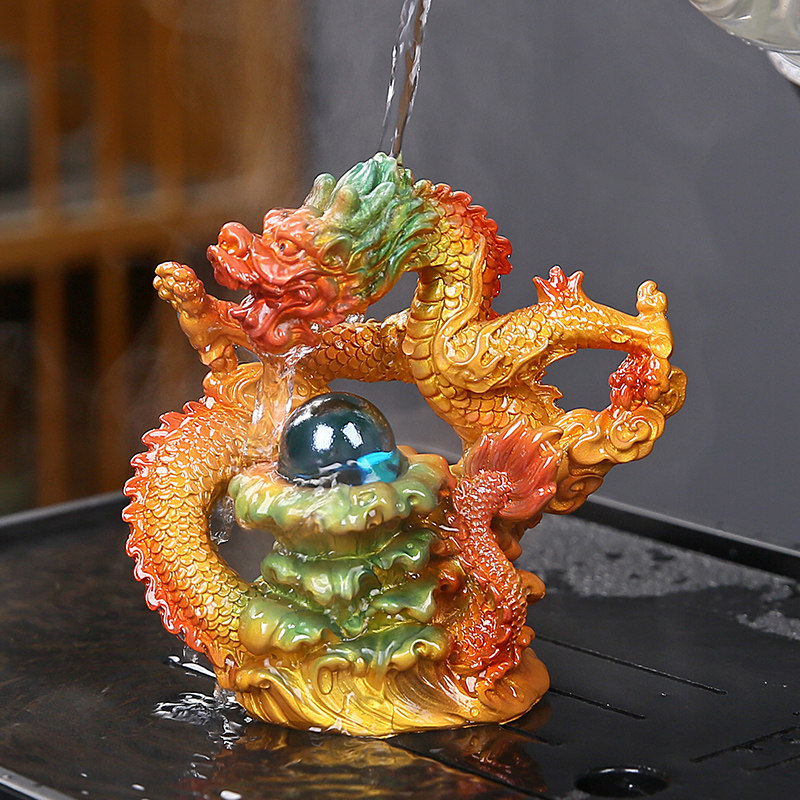 祥龙戏珠茶宠可养变色创意茶玩茶桌茶盘装饰摆件龙年礼品茶具配件
