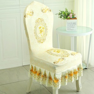 2024加厚欧式椅子套罩万能通用保护坐垫靠背一体弧形餐桌木板凳座