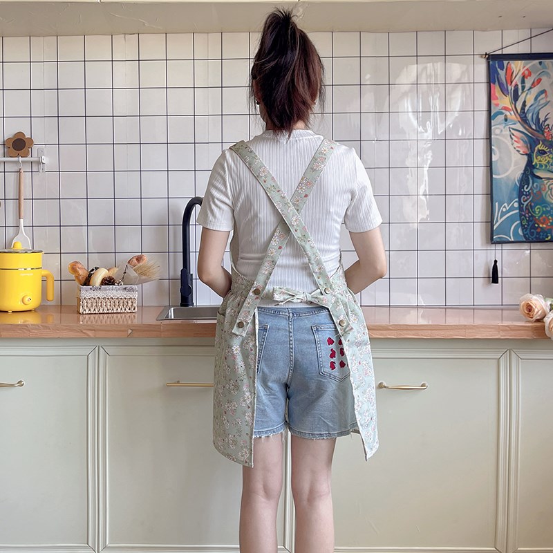 小个子夏季薄款围裙家用厨房做饭工作服2024新款印制logo围腰围裙