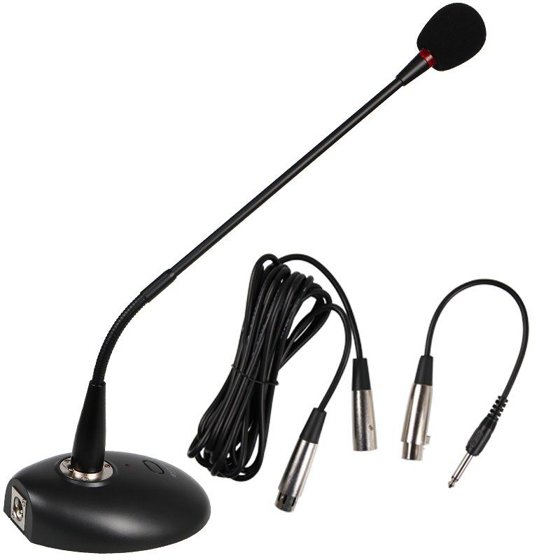HZ-703鹅颈会议扩声麦克风座面有线广播话筒带环灯幻象供电电容咪
