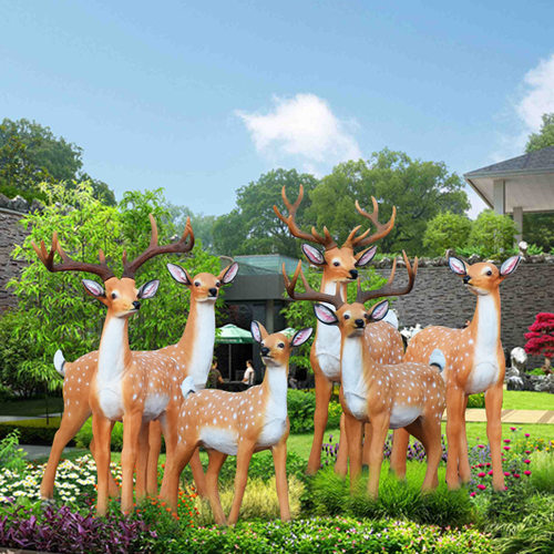 玻璃钢动物雕塑仿真梅花鹿摆件户外园林景观小品庭院草坪花园装饰