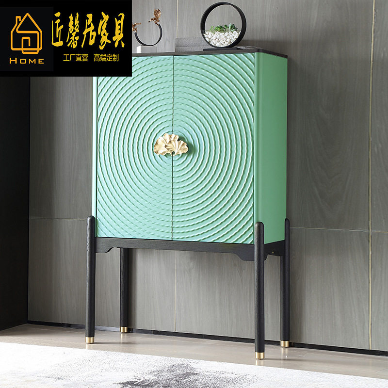 新中式高脚柜双门酒柜客厅现代玄关柜餐边柜装饰柜家具