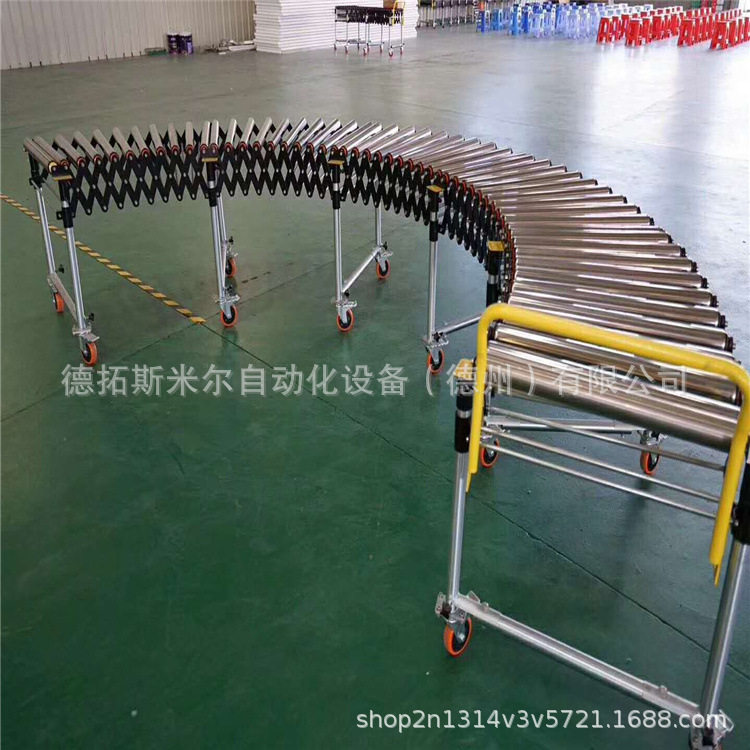 无动力辊道伸缩滚筒输送机 弯曲折叠卸车辊筒输送线方便快捷