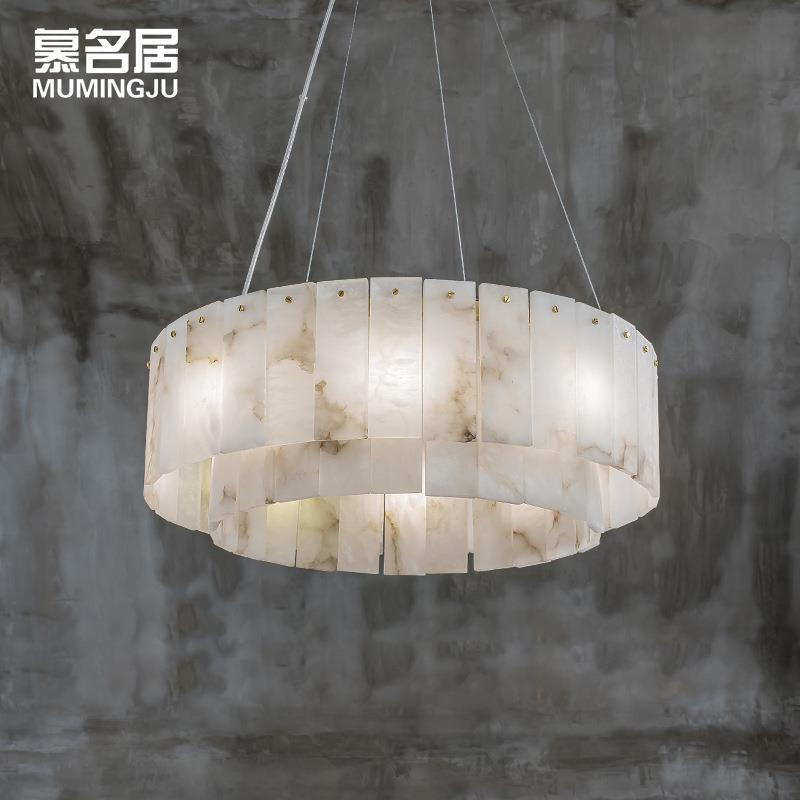 慕名居后现代轻奢全铜云石吊灯设计师简约客厅餐厅卧室样板间别墅