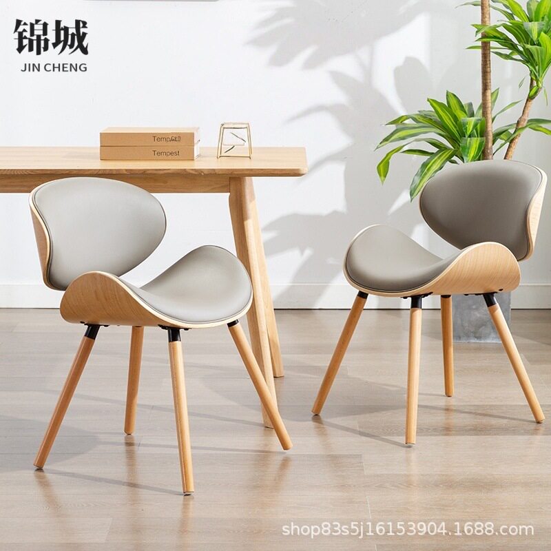 欧式极简餐椅家用实木轻奢餐桌凳椅子现代简约化妆椅贝壳椅书房椅