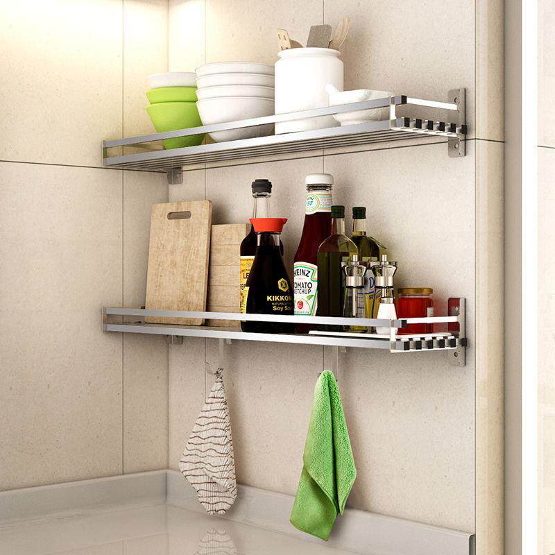 免打孔304不锈钢厨房置物架壁挂墙上收纳调料架