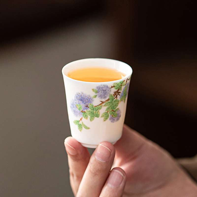 羊脂玉瓷女士高档精致个人专用小茶杯品茗杯陶瓷单茶杯家用会客杯