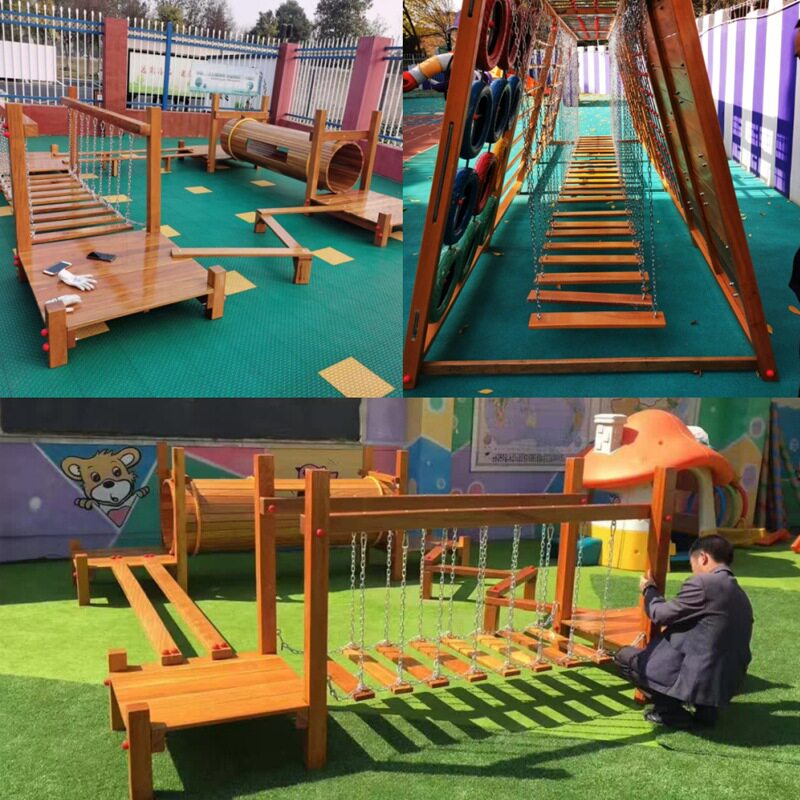 幼儿园户外体能木质攀爬架儿童大型木制滑梯组合小区室外实木玩具