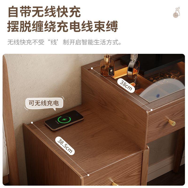 小户型梳妆台简易卧室用现代简约实木床头柜化妆台一体式小化妆桌