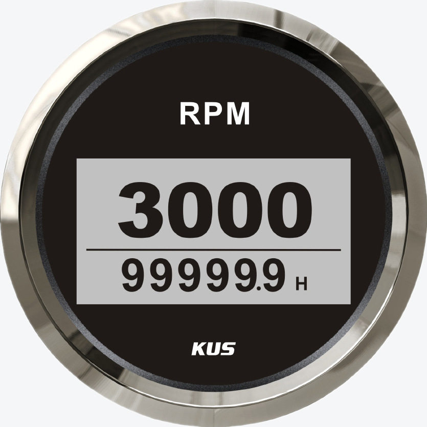 KUS正品85mm数字转速表12V24V汽油机柴油机转速带发动机计时