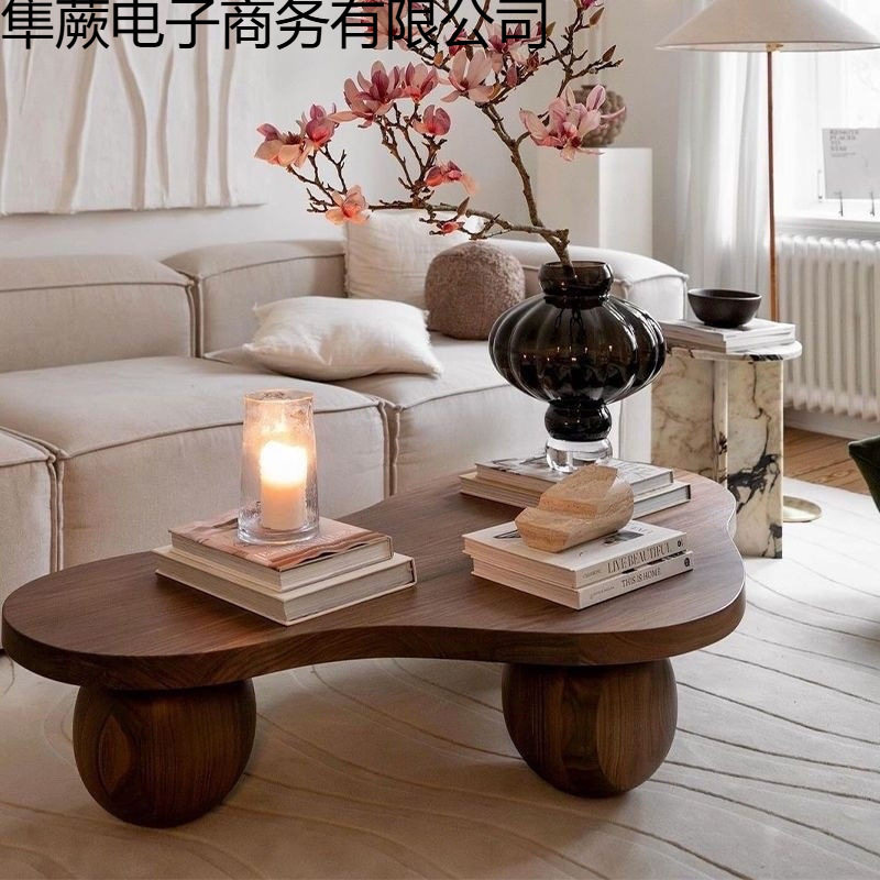中古实木茶几小户型复古北欧茶台原木客厅异形设计师家用茶桌创意