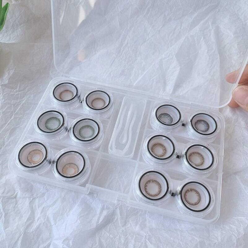美瞳盒子多副简约隐形眼形眼镜盒便携多个装大容量透明护理双联盒