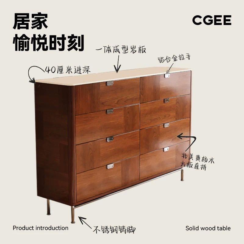 复古北欧实木六斗柜玄关收纳