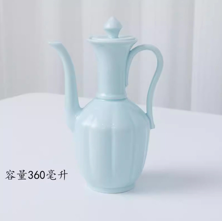 宋代点茶执壶茶艺汤瓶青瓷温酒壶复古中式宋代陶瓷手执壶茶壶茶具