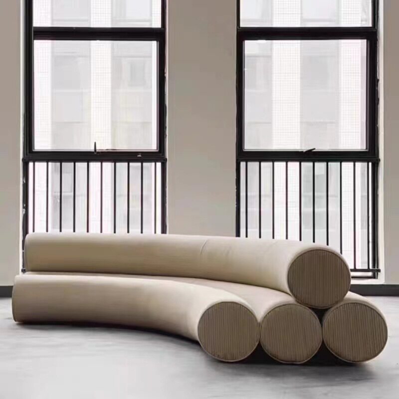 极简设计师款彩虹弧线布艺沙发