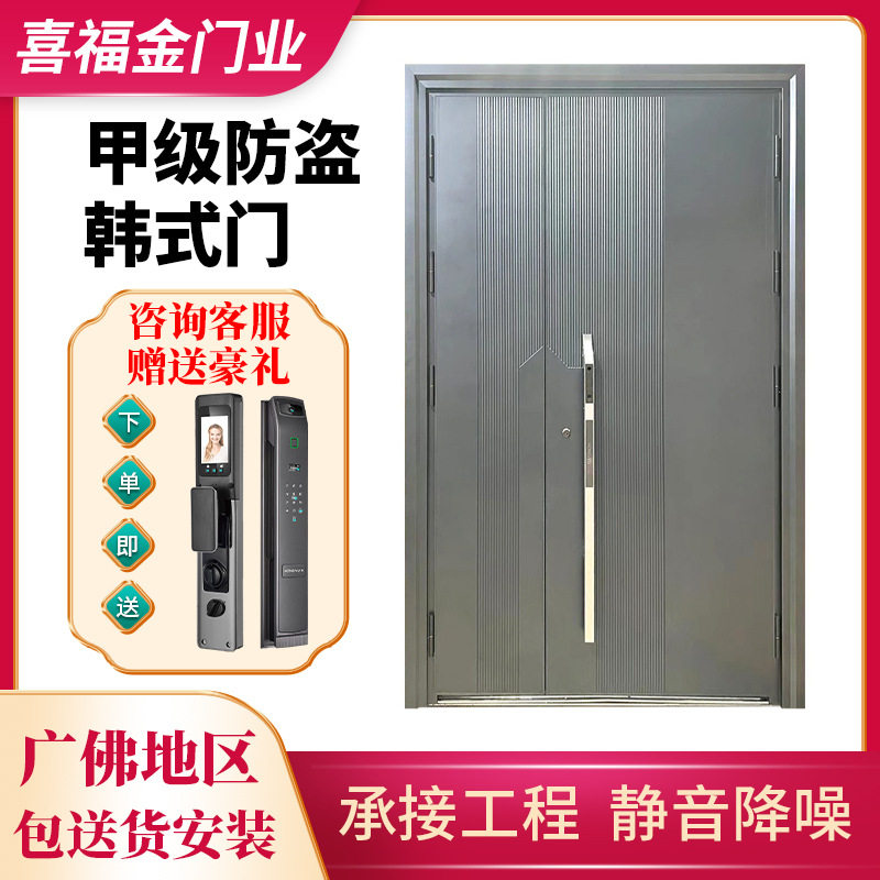 现代防爆入户门订置精雕铸别墅大门双开子母门家用装甲门防盗门