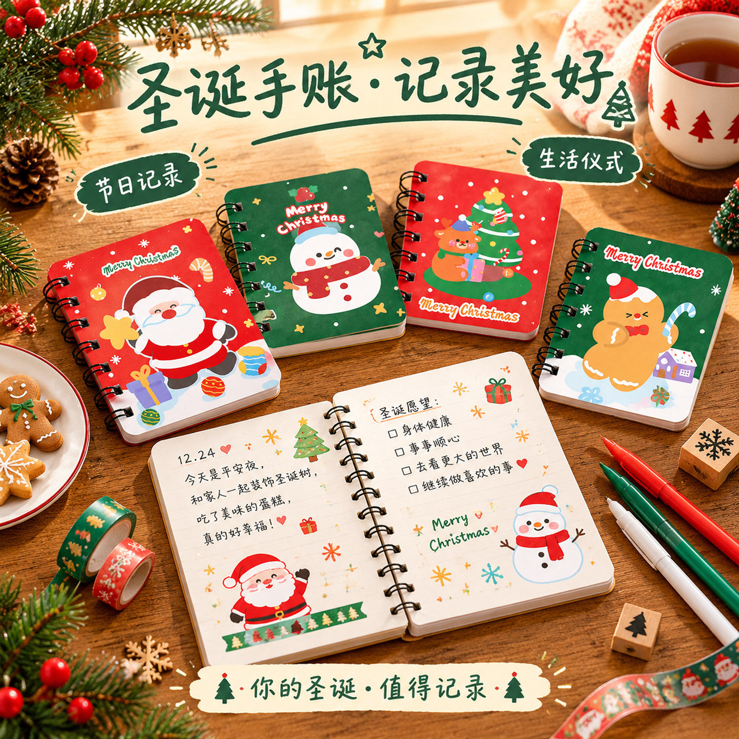 圣诞本子a7迷你小号随身便携式线圈本卡通可爱口袋本儿童节圣诞节礼物奖励学生奖品幼儿园小礼品便签本小本子