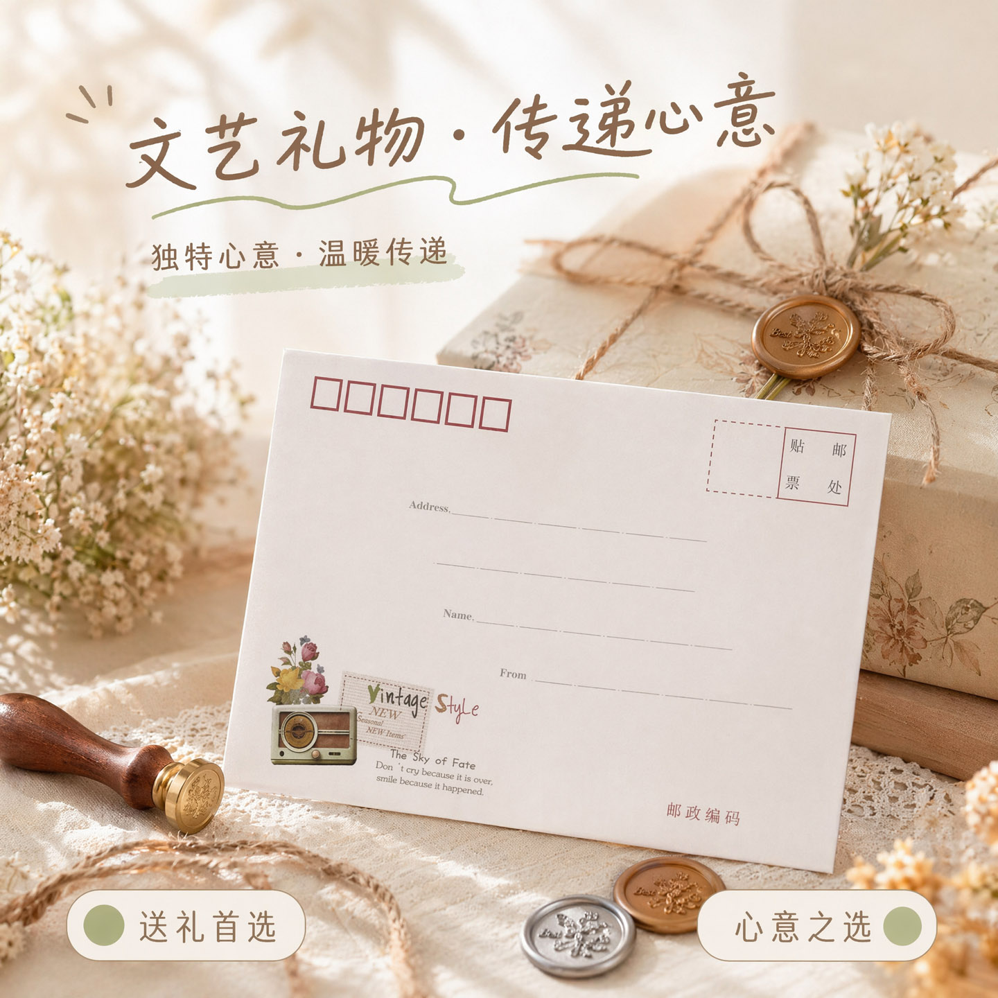 复古白色信封可邮寄老式旧信封精致文艺浪漫手写信祝福生日贺卡礼物毕业留言送同学好朋友的书信告白送男女友