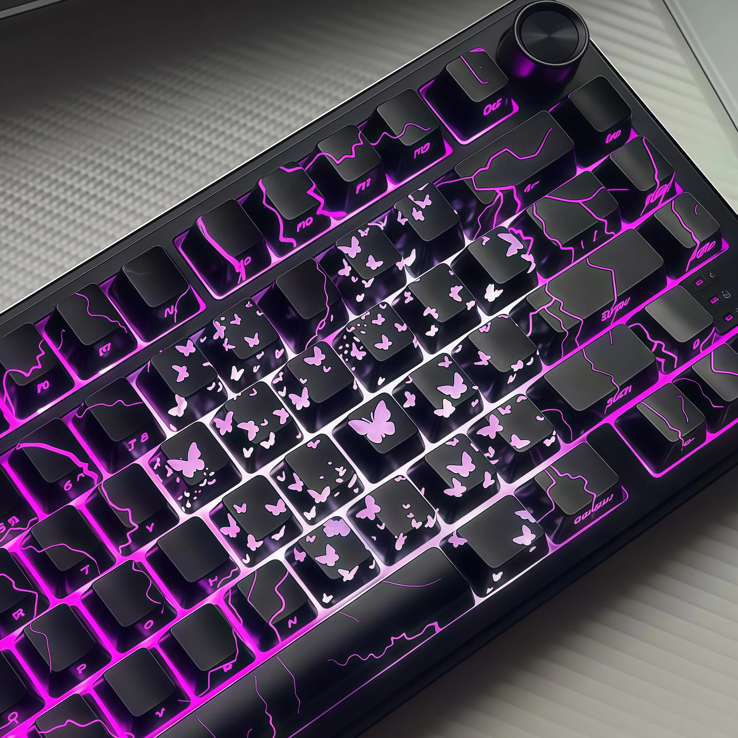 XVX黑色蝴蝶爱心键帽增补图案透光IMD闪电纹机械键盘帽ev63通用