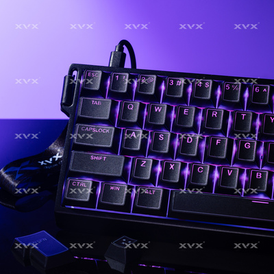 XVX黑色光棱键帽正刻雾透双色PBT原厂机械键盘帽字符透光wooting