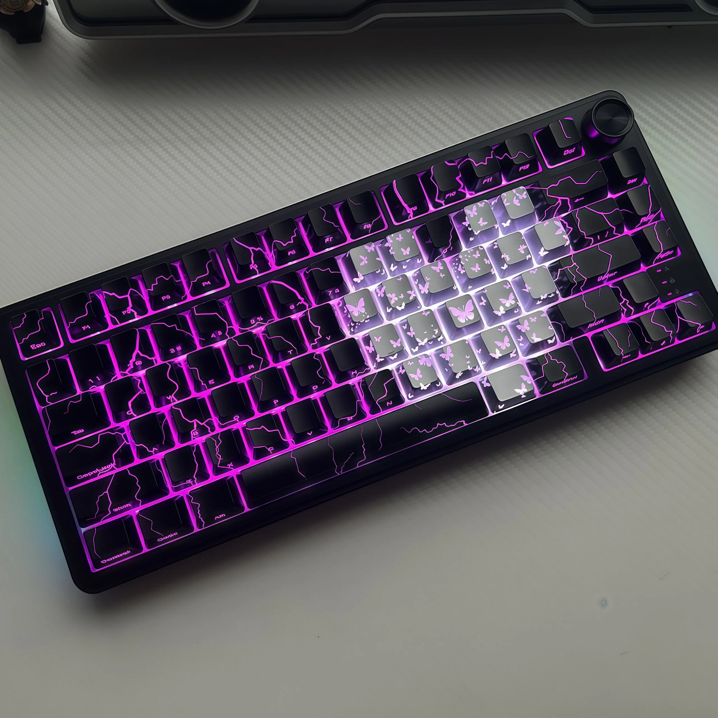 XVX闪电纹2.0银色蝴蝶爱心键帽IMD工艺侧刻透光机械键盘帽wooting