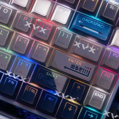 XVX光棱机甲键帽正刻雾透双色PBT原厂机械键帽光环字符透光键帽