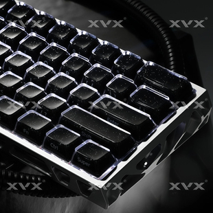 XVX水晶星空果冻2.0键帽黑闪粉侧刻磁轴机械键盘帽克罗心夜魔ev63
