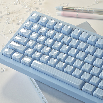 XVX水晶果冻浪花蓝色键帽侧刻OEM高度Alice wooting ev63客制化