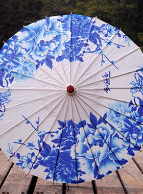 包邮灰色黄色新款绿色古典COS油纸伞绸布伞走秀伞演出伞青花瓷伞