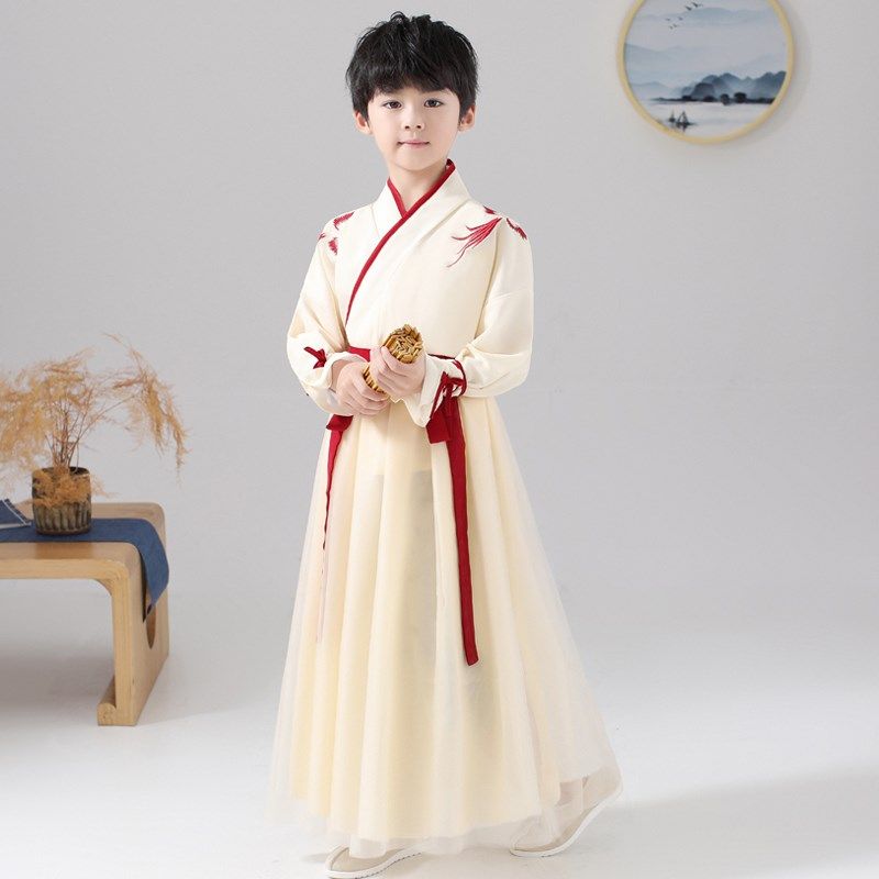 国庆中秋节汉服男童儿童古装表演服女童国学服中国风朗诵服演出服